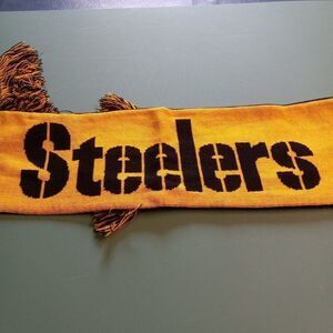 Steelers Yellow and Black Fringed Scarf Football Sporty Countrycore Kitsch